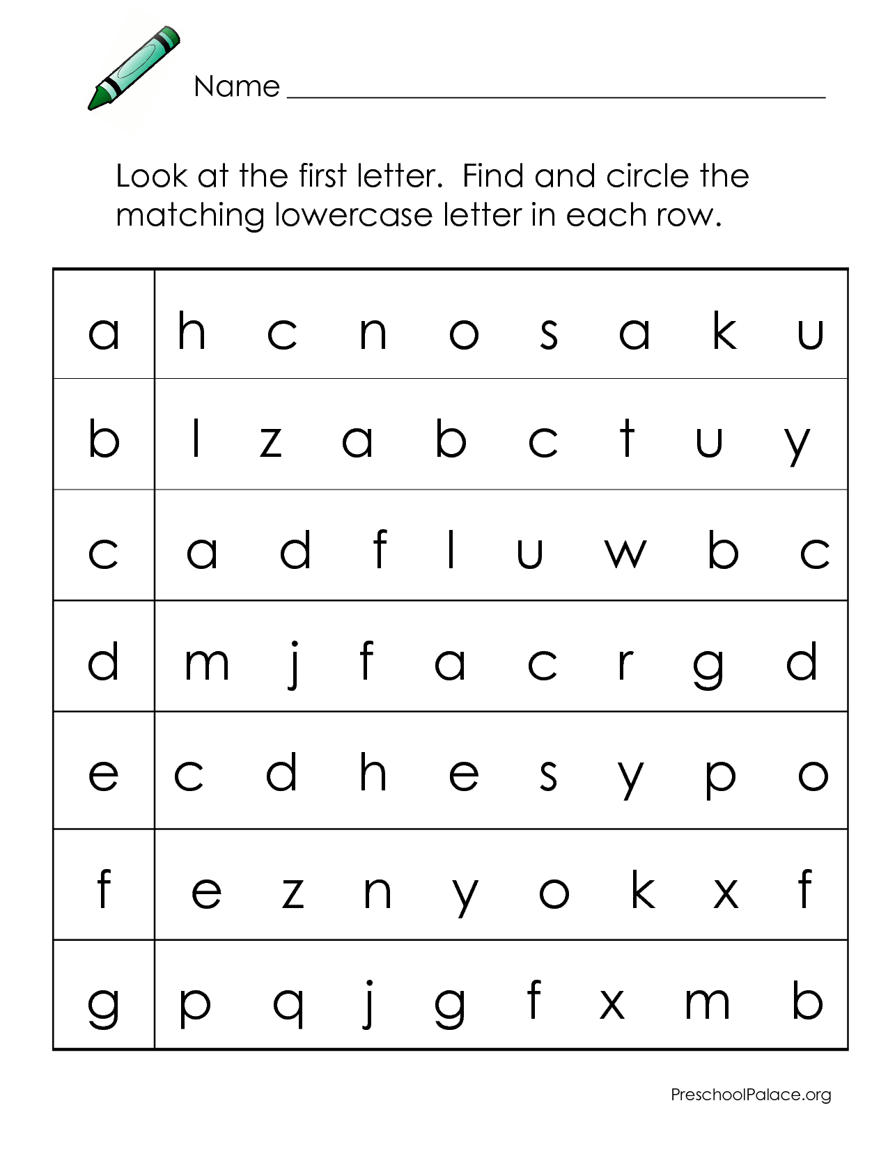 Alphabet Letter Matching Worksheets