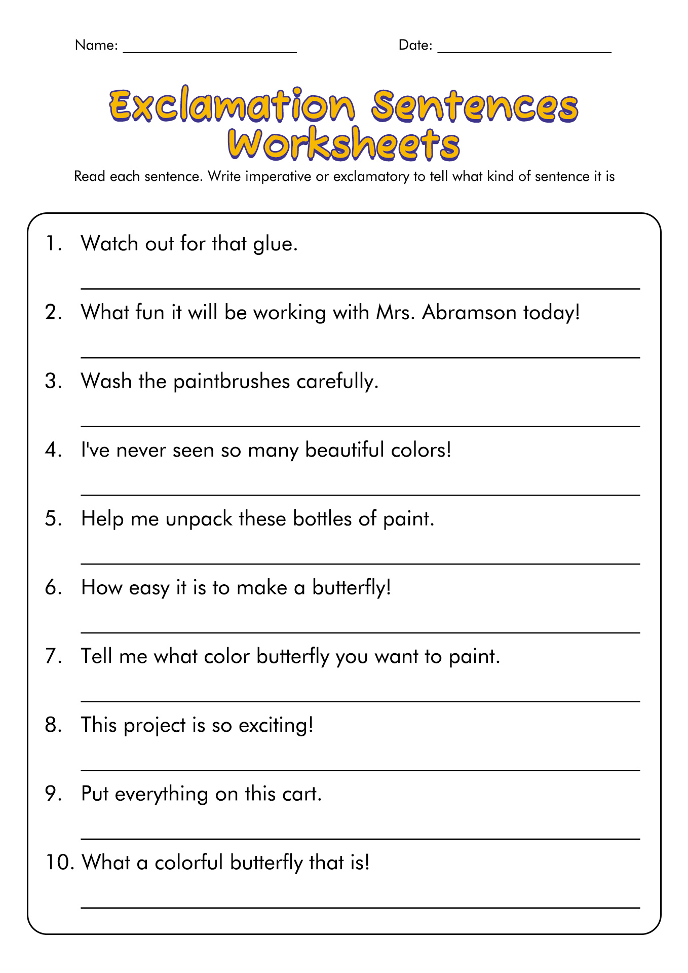 11 Best Images of Four Types Of Sentences Worksheets - Four Sentence