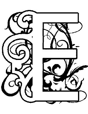 Illuminated Letters E Coloring Pages