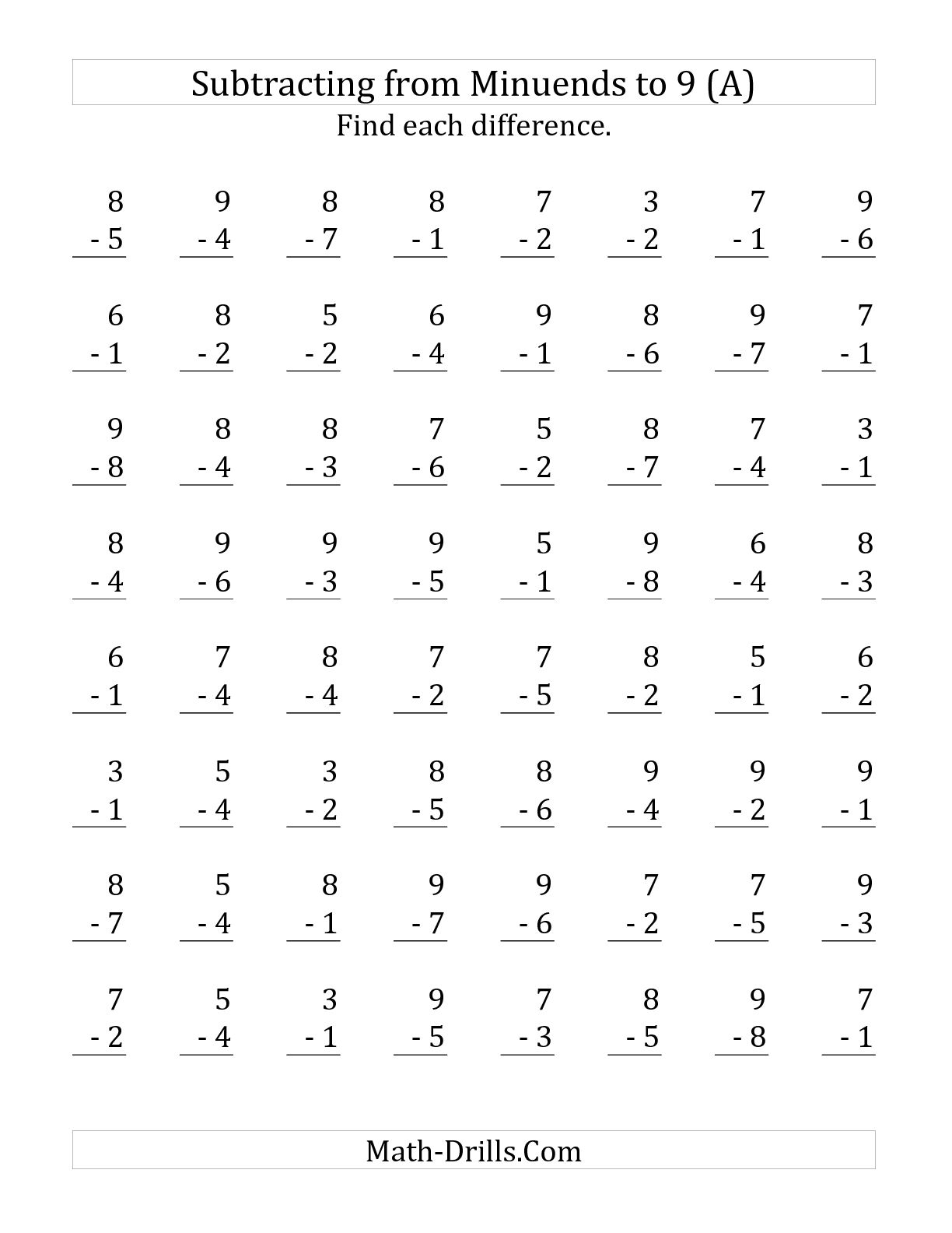 12 Best Images of Minute Math Subtraction Worksheets 2nd Grade