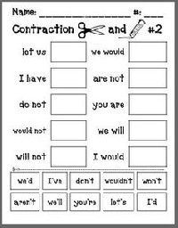 Cut and Paste Contractions Worksheet