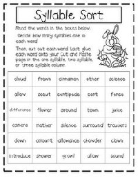 First Grade Syllable Worksheets
