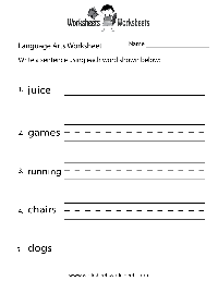 Free Printable Language Arts Worksheets