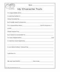 My Character Traits Worksheets