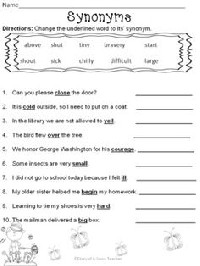 Synonym and Antonym Worksheets First Grade