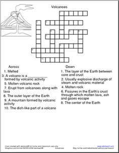 Volcano Crossword Puzzles Worksheets