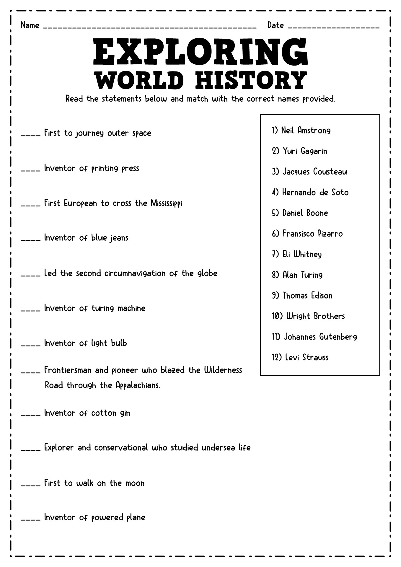 Free History Printables