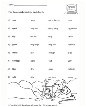 2nd Grade Vocabulary Worksheets