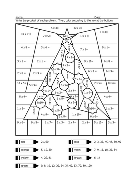 Christmas Multiplication Math Coloring Sheets