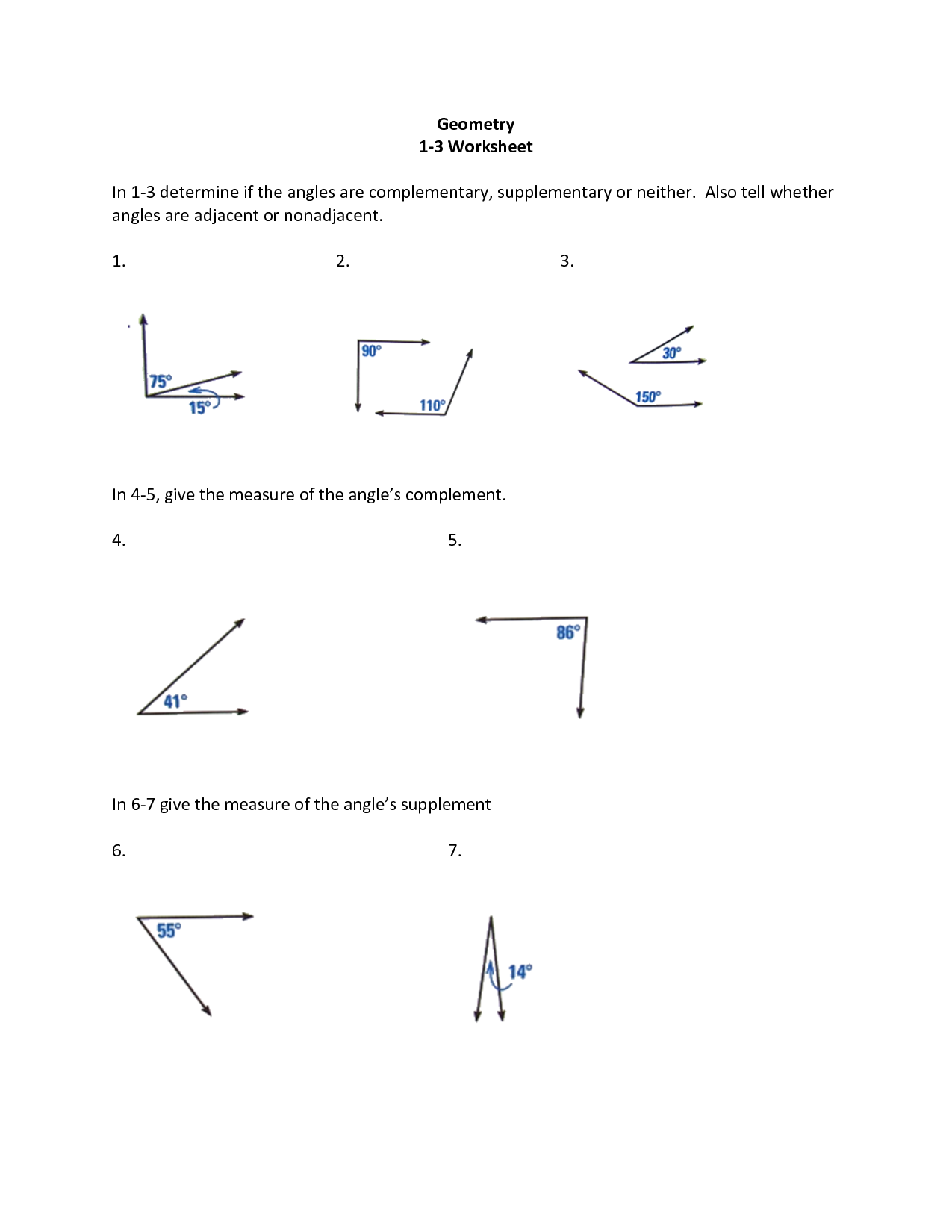 Vertical Angles Worksheet Pdf