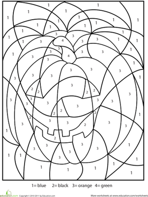 Free Halloween Color by Math Worksheets