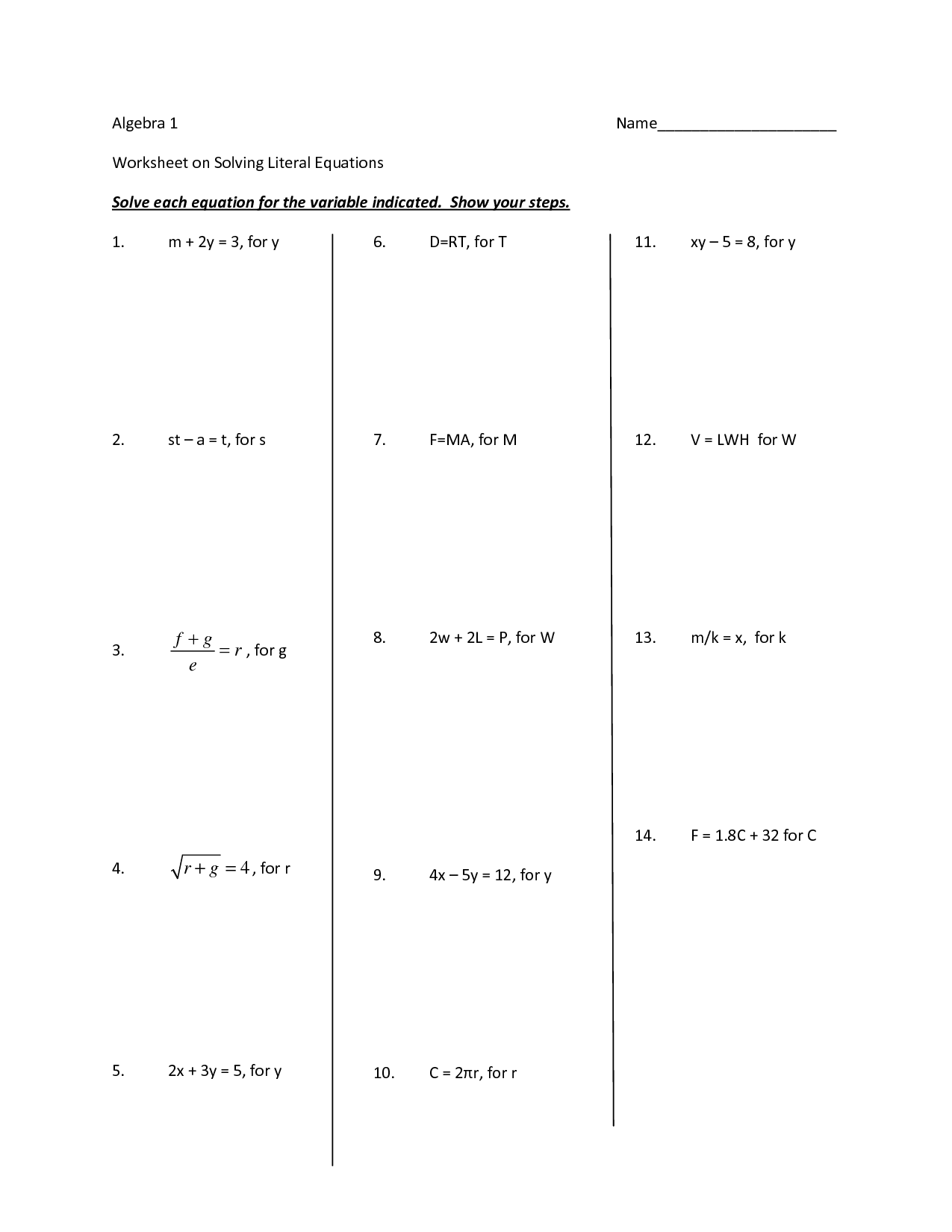 two-variable-equations-worksheet