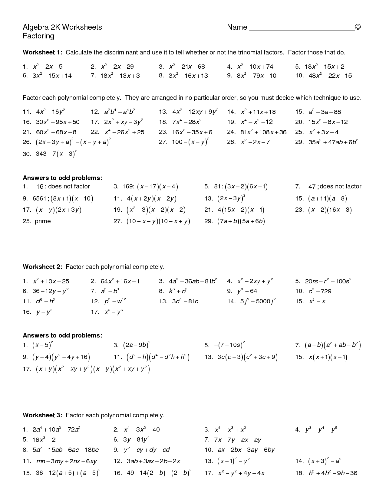 Multiplying Polynomials Worksheet Answers