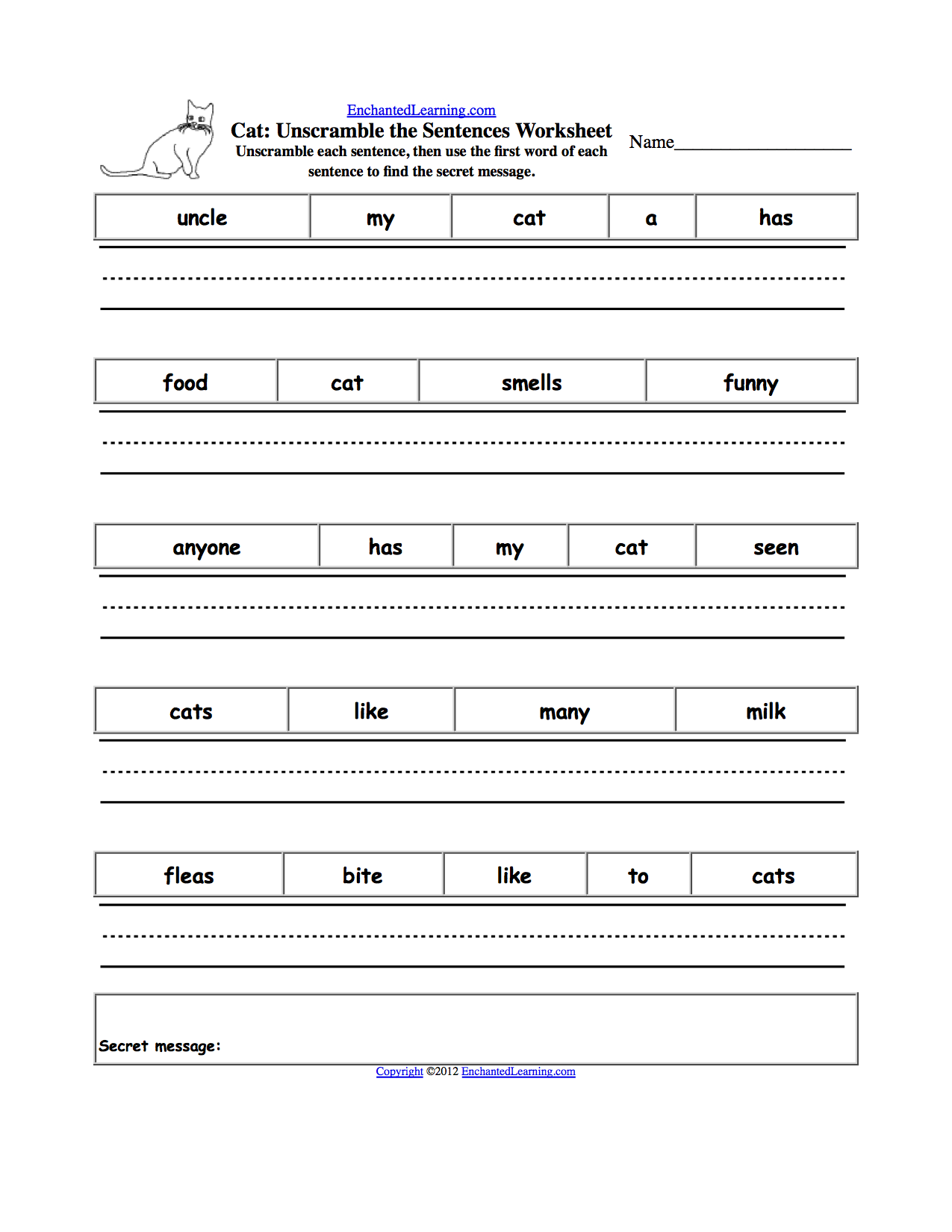 Forming Sentences Worksheets