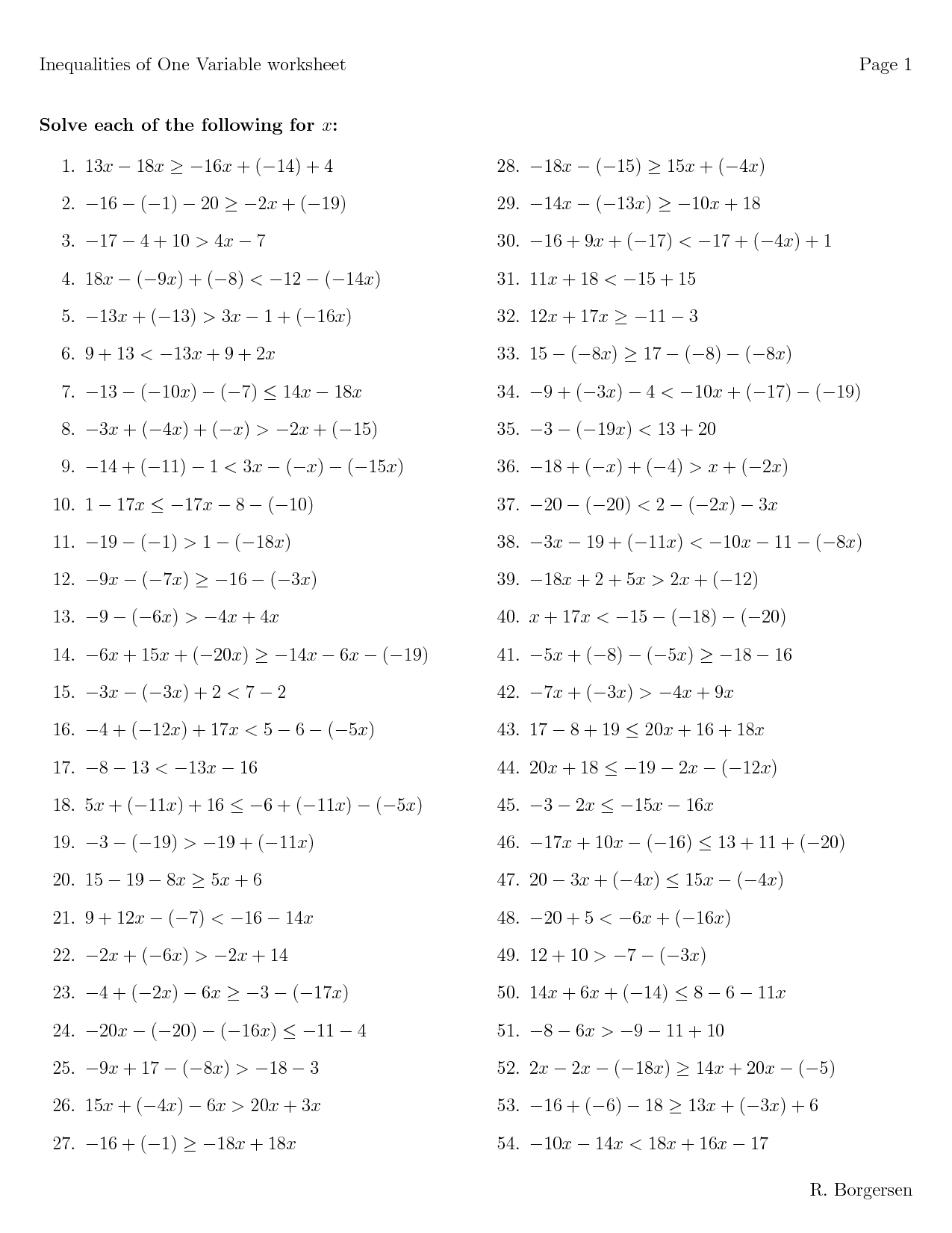 30 Solving Linear Equations In One Variable Worksheet - Worksheet