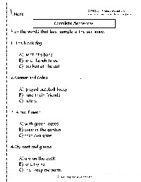 2nd Grade Complete Sentence Worksheets