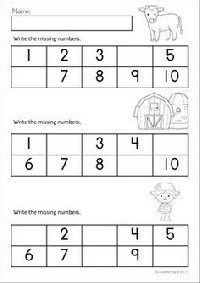 Writing Missing Numbers Worksheets