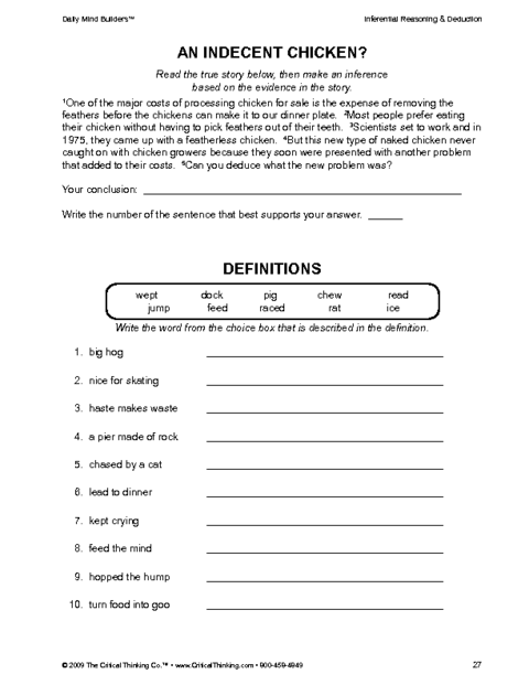 11 Best Images Of Free Critical Thinking Skills Worksheets Free 
