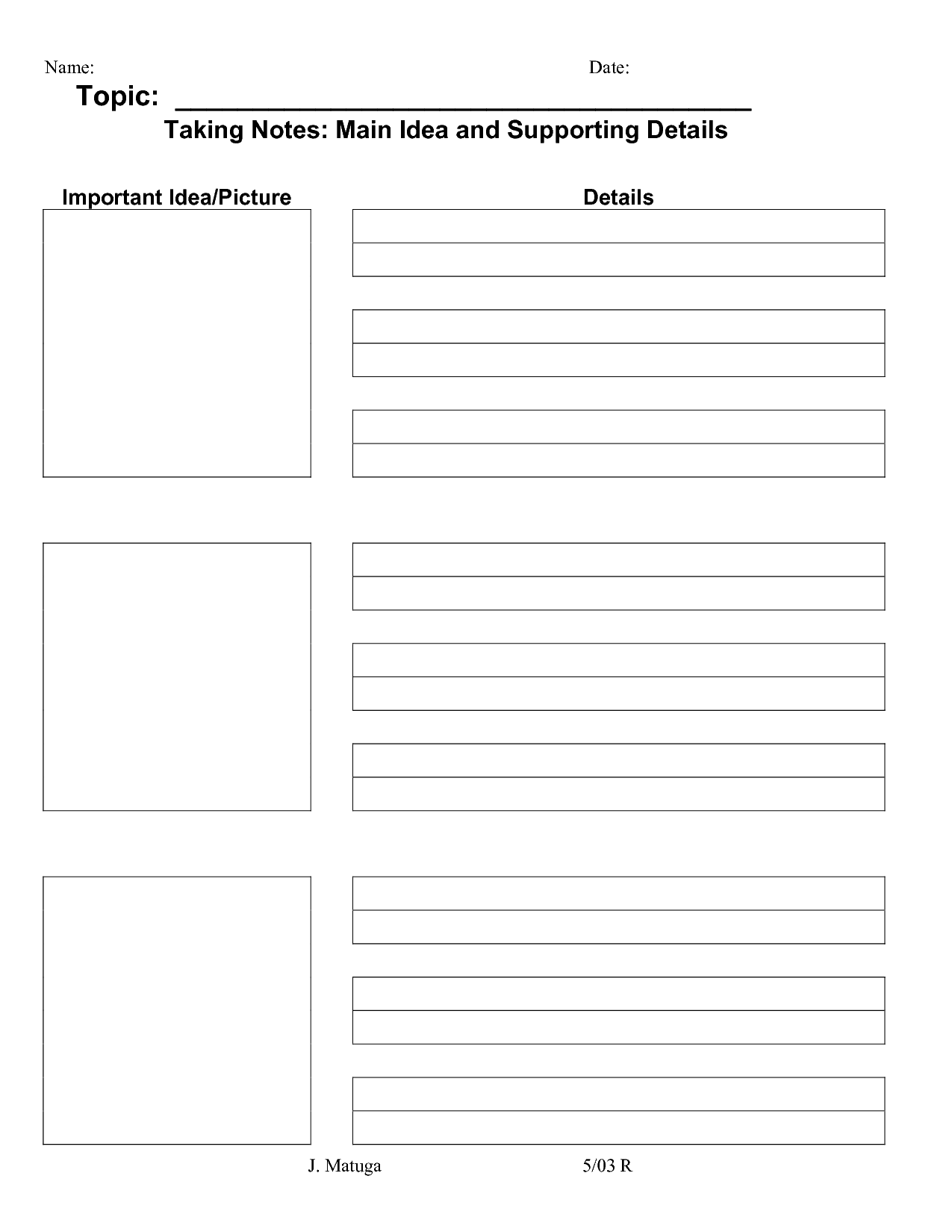 Note Taking Worksheet For Multiple People