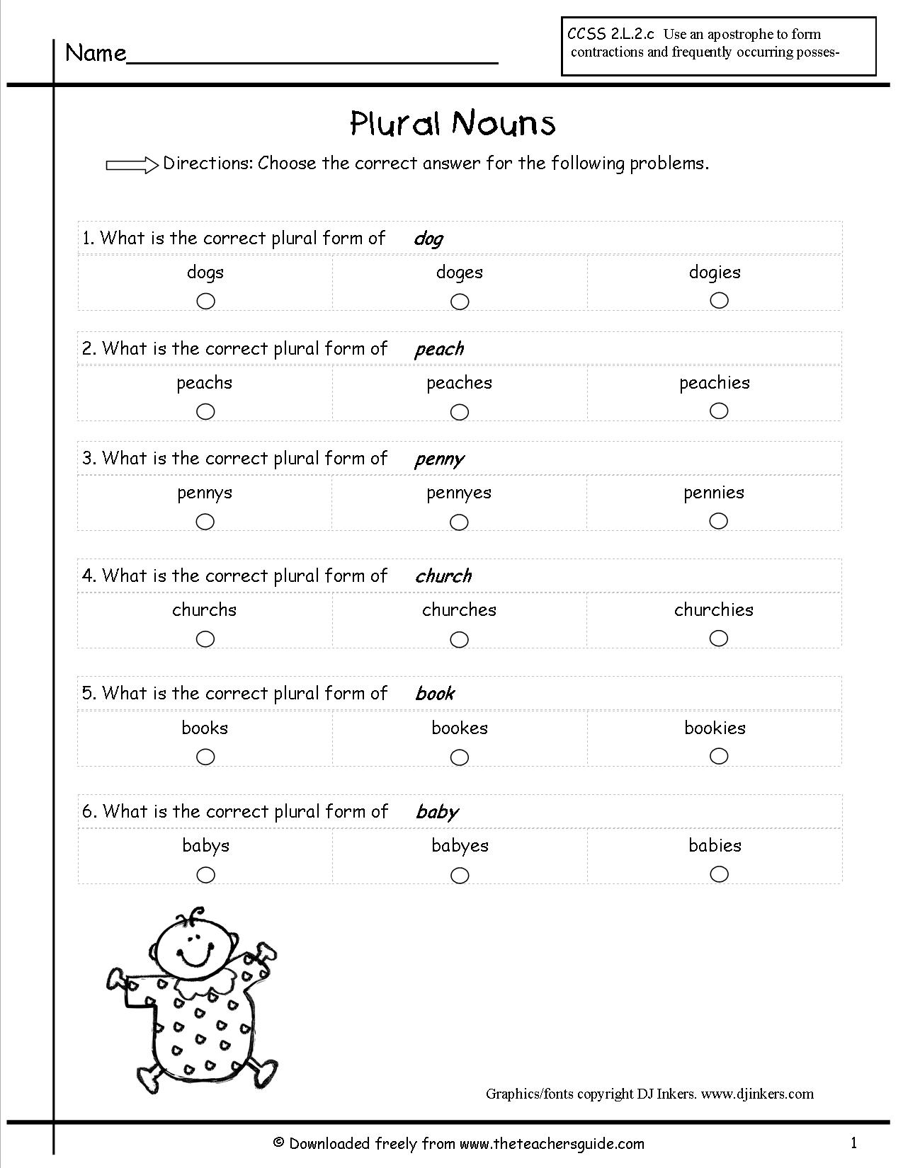 Singular Plural Nouns Worksheets