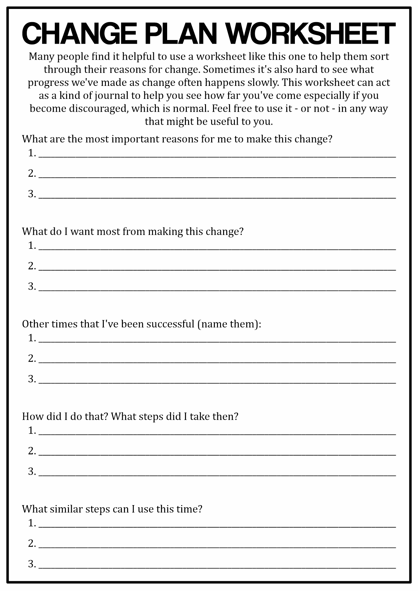 16 Best Images of Motivational Worksheets For Change  Behavior Change Plan Worksheet 