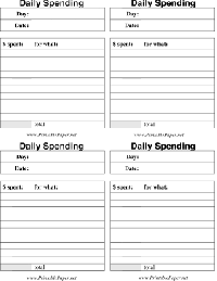 Daily Spending Budget Worksheet