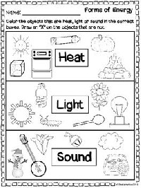 Forms of Energy Worksheets 2nd Grade