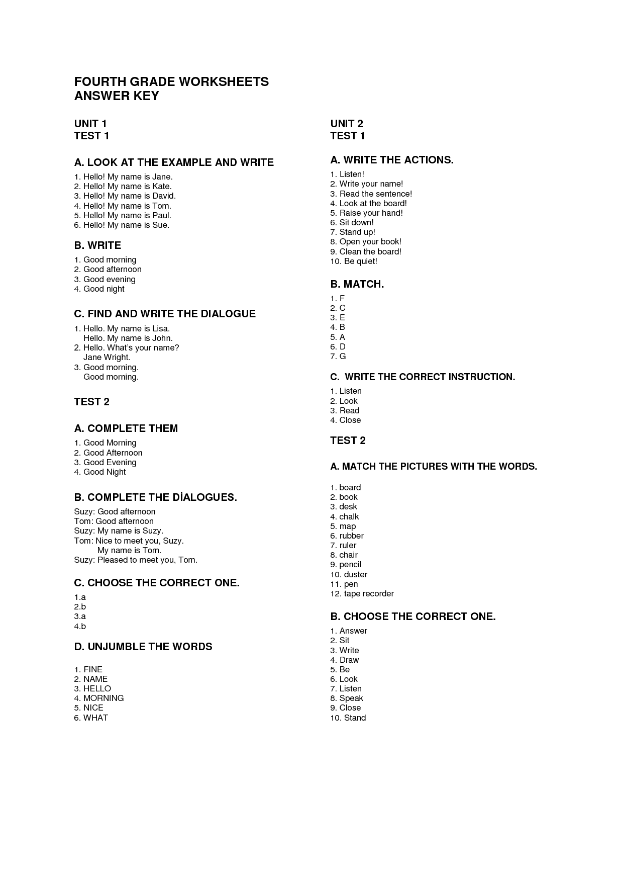 14 Best Images Of 6th Grade Science Worksheets With Answer Key Fifth 