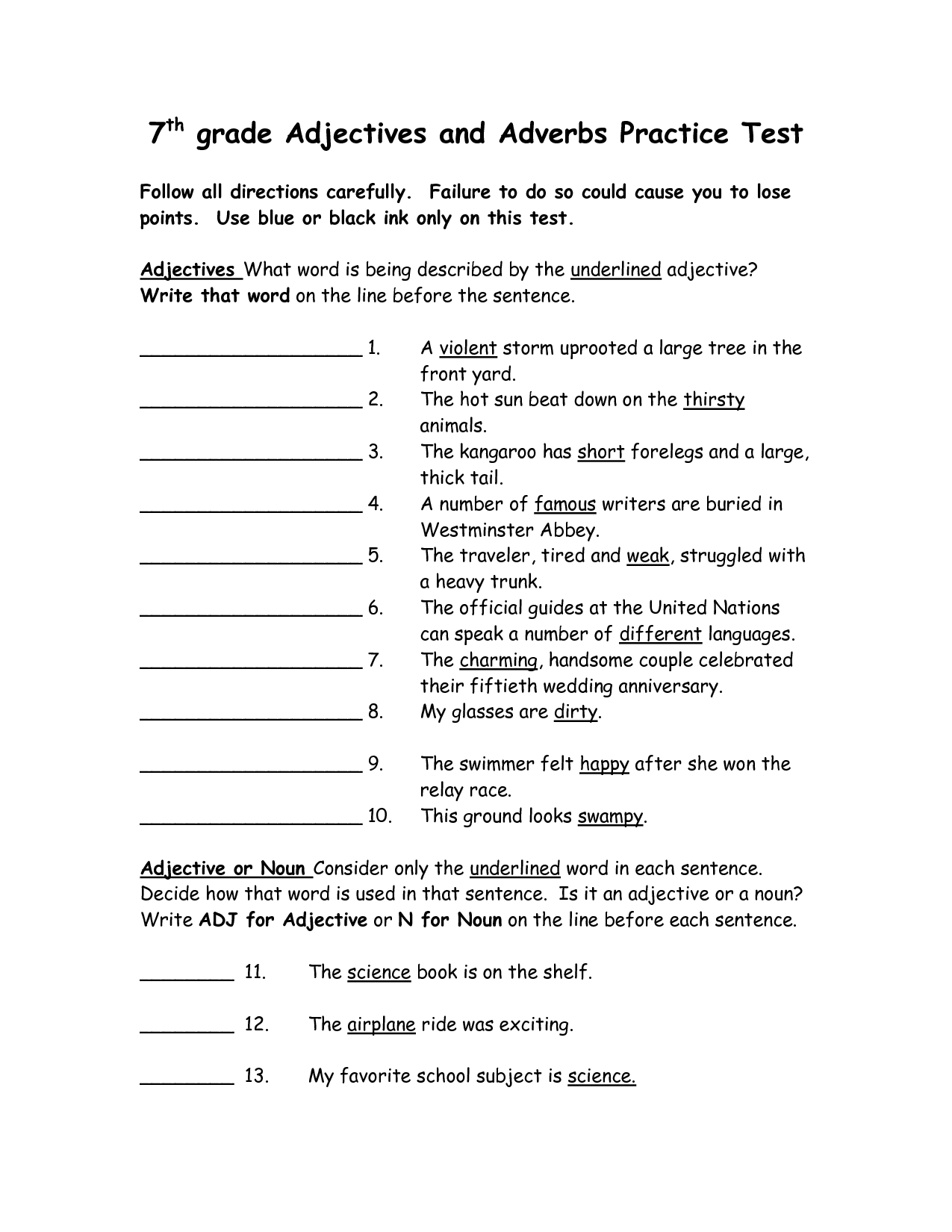 7th Grade Adverb Clause Worksheet