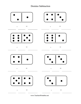 Domino Subtraction Math Worksheets Printable
