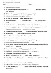 ESL Prepositions Worksheets for Adults