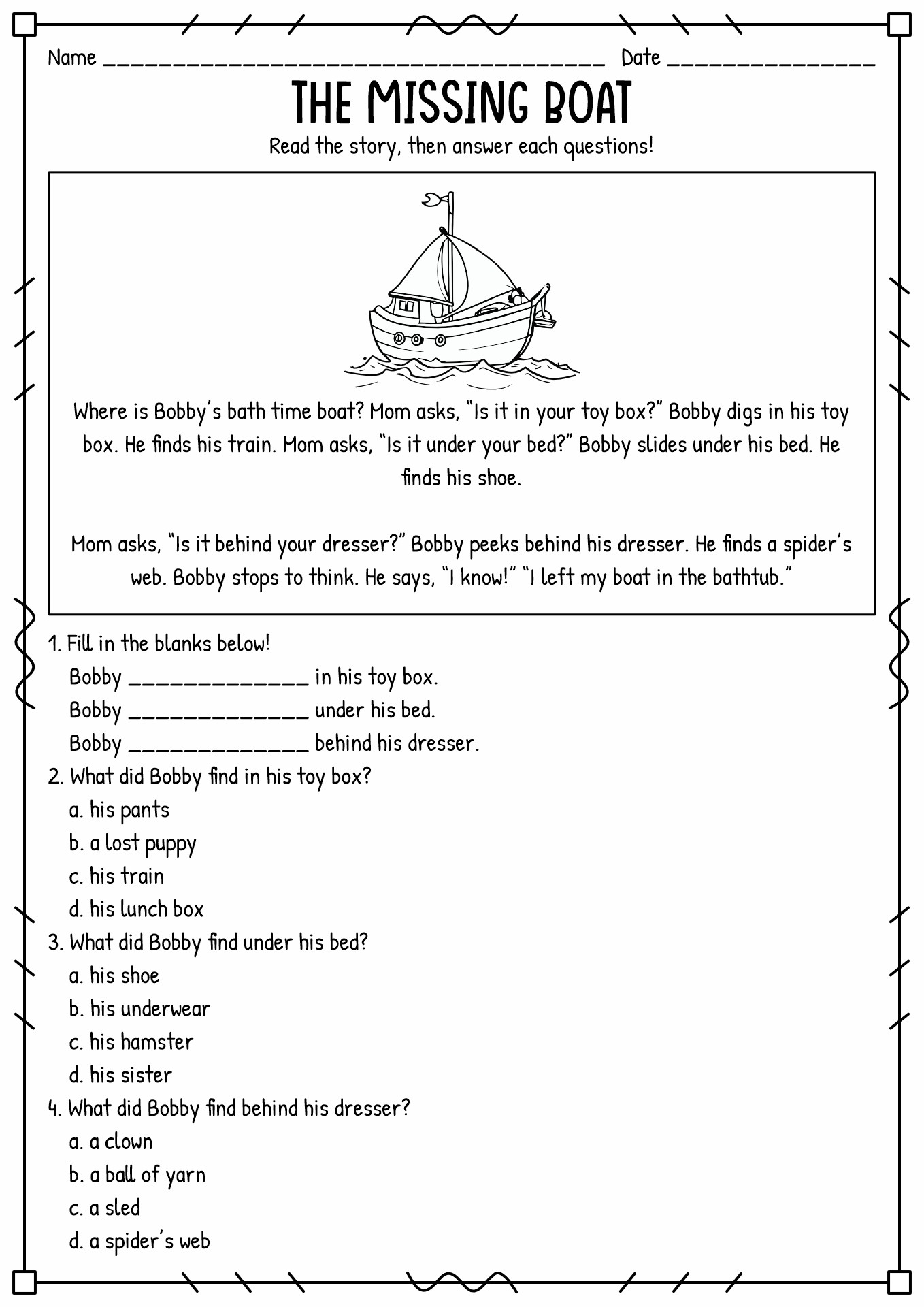 17 Best Images Of Second Grade Short Story Worksheet Main Idea Story