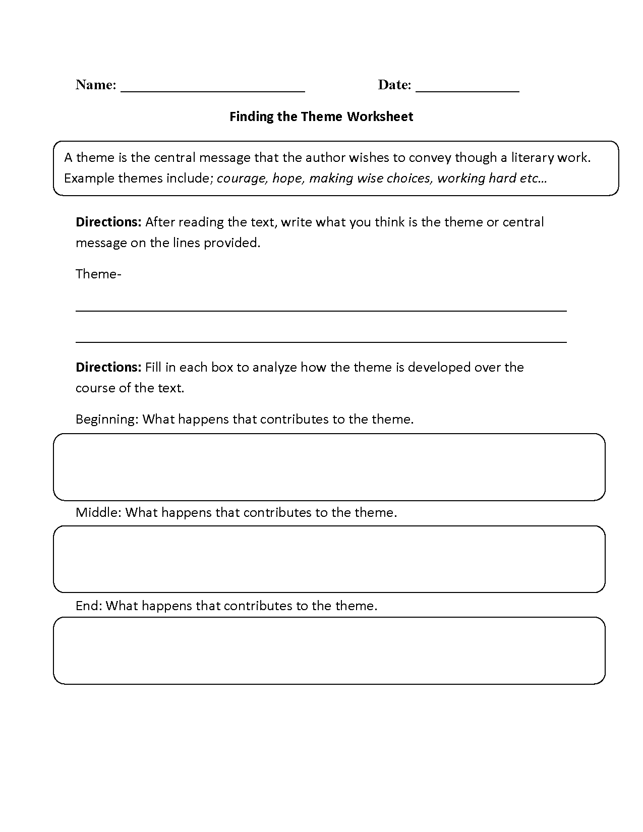 15 Best Images of Determining Theme Worksheets Theme Worksheets 3rd