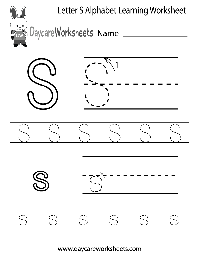 Free Printable Preschool Letter S Worksheet