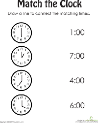 Kindergarten Clock Worksheets