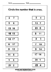 Odd & Even Numbers Worksheets