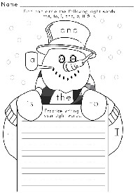 Winter Sight Word Worksheets
