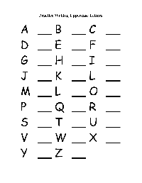 Writing Uppercase Letters Worksheets
