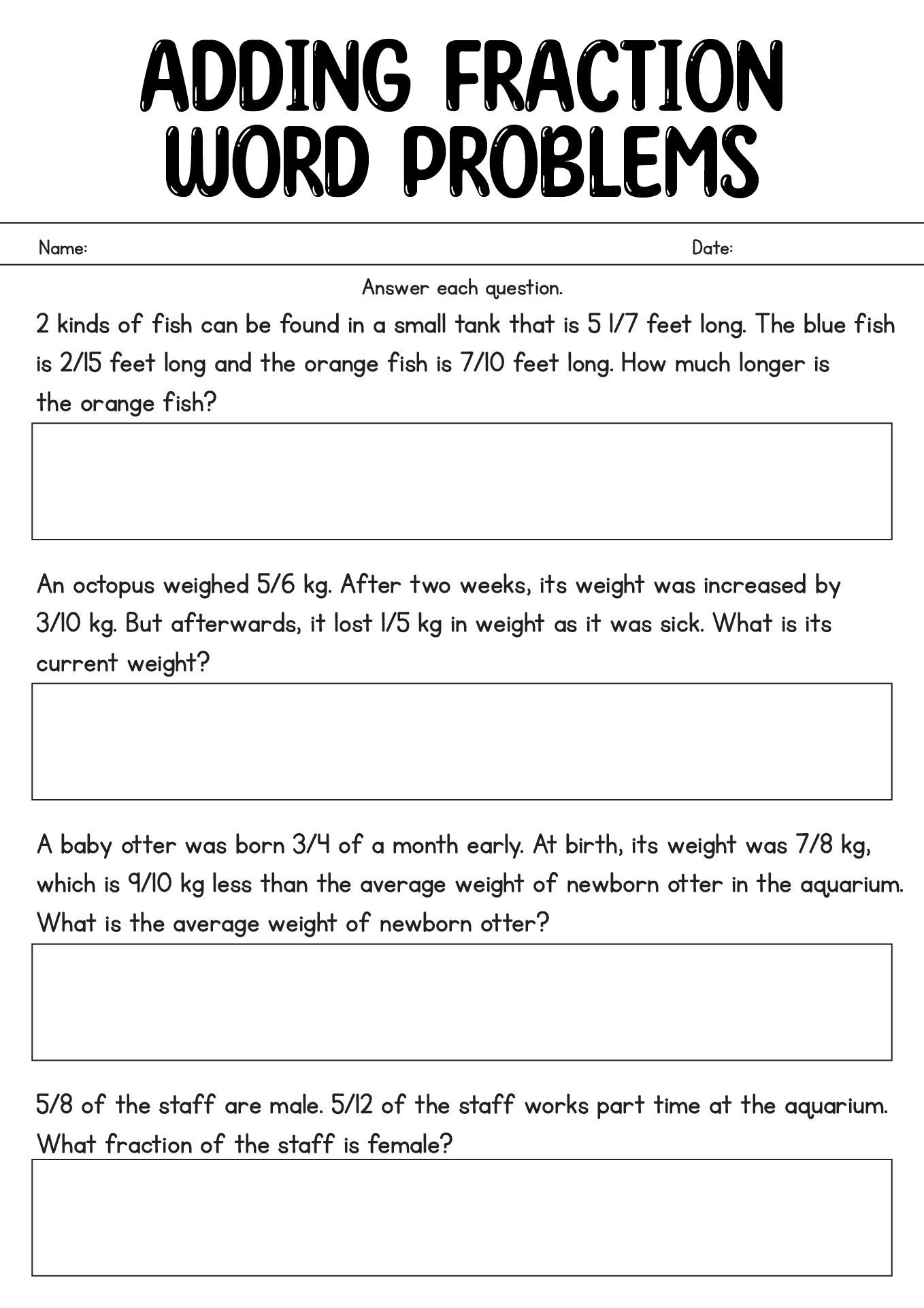 10 Best Images of Adding Fractions Worksheets With Answer Key - Adding