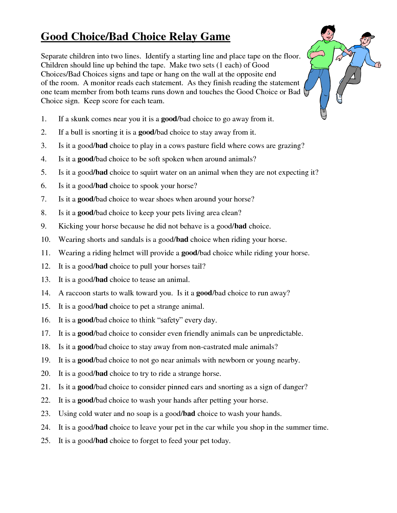 Good Choices Bad Choices Free Printables