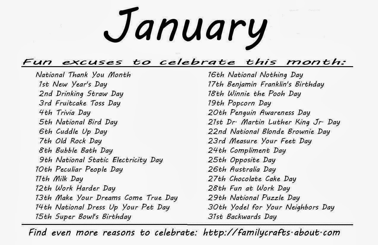 January Special Days Calendar