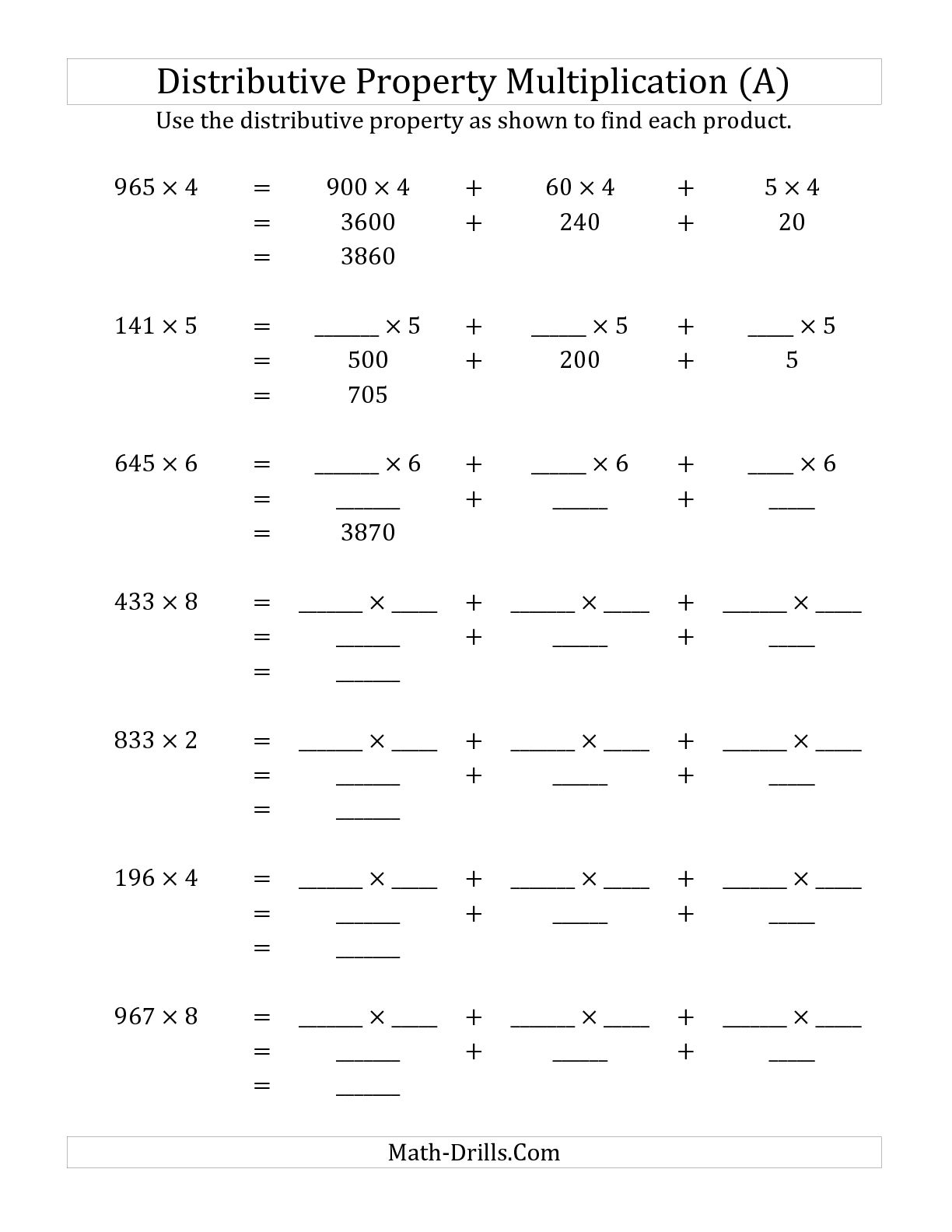 Multiplication 3 by 1 Digit Worksheets