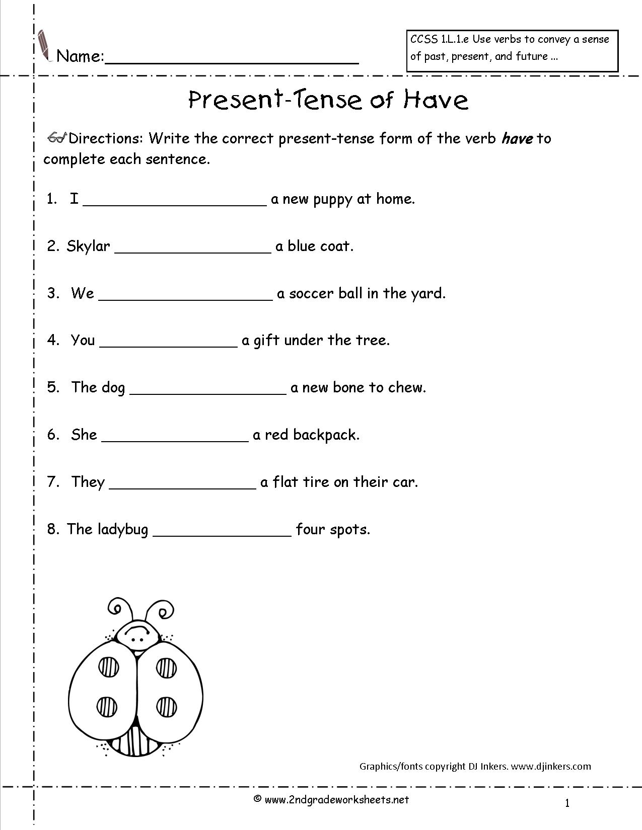 Grade 2 Present Tense Worksheet