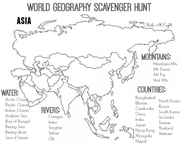 Printable World Maps Asia Geography