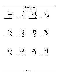 Printable Single Digit Subtraction Worksheets