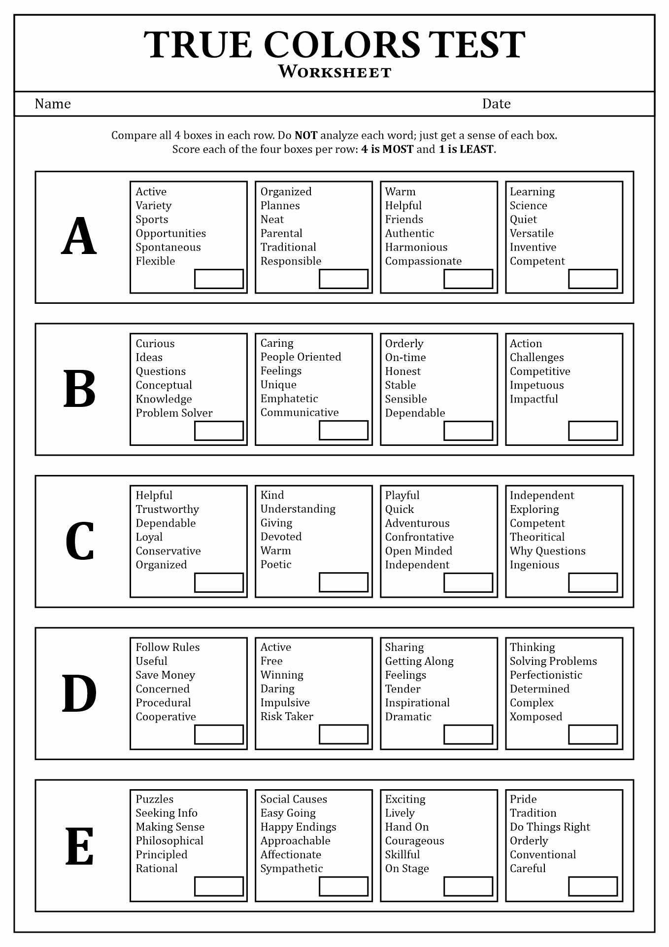 18 Best Images Of Personality Styles Assessment Worksheet Personality