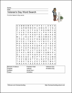 Veterans Day Word Searches Printable