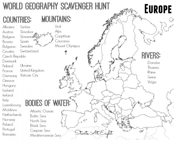 World Geography Scavenger Hunt Printables