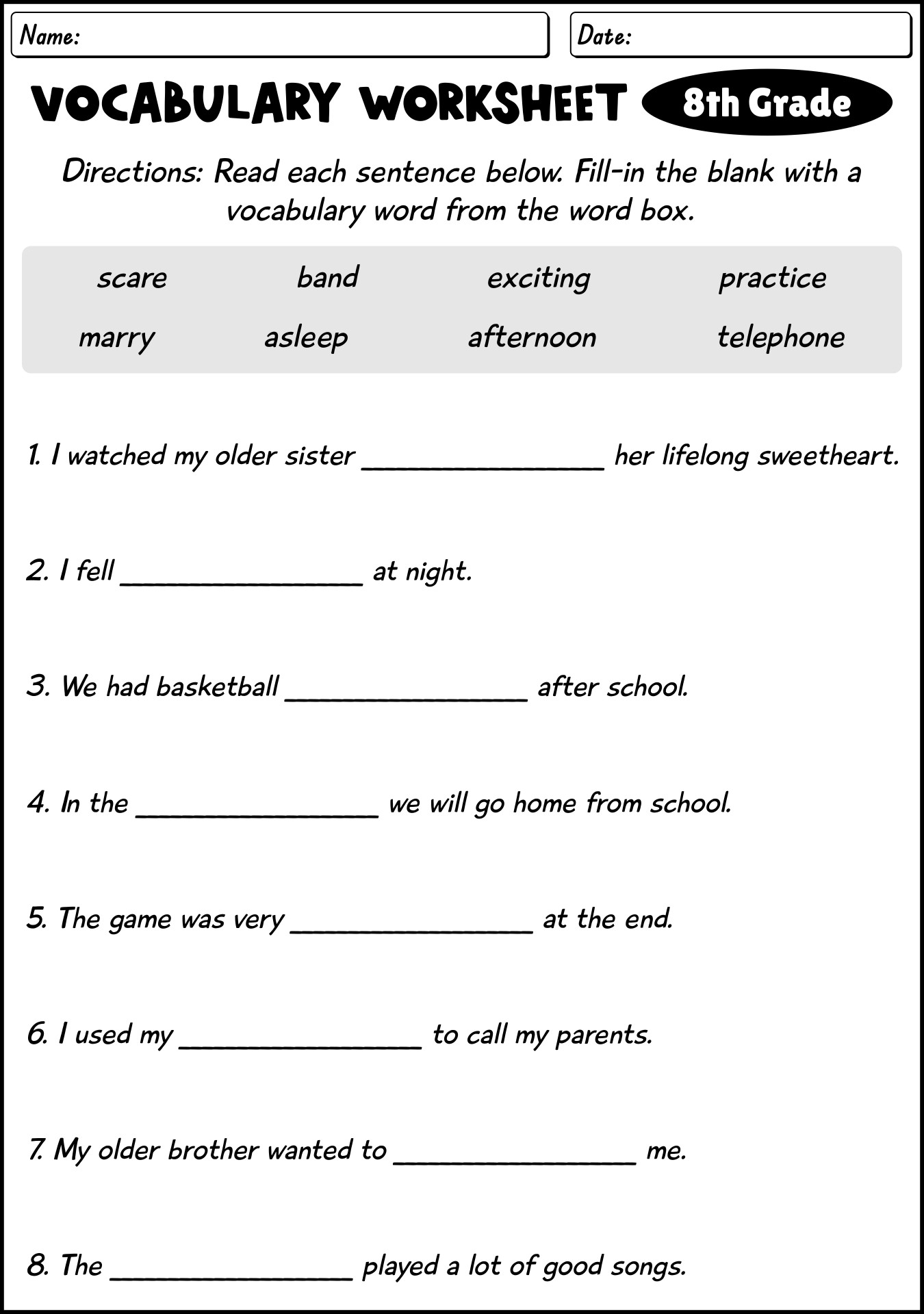 8th Grade Worksheet Category Page 2 Worksheeto