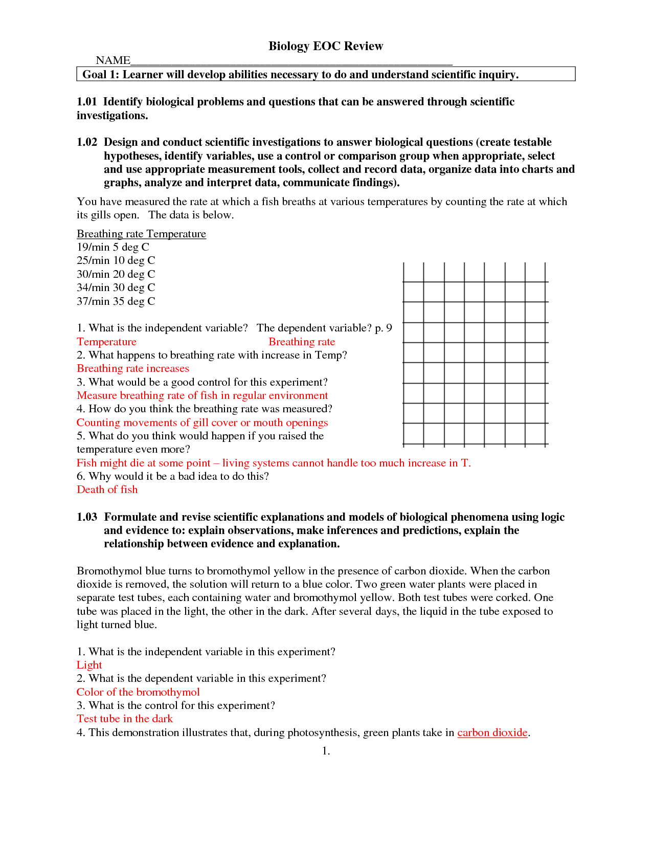 Biology EOC Review Packet Answer Key